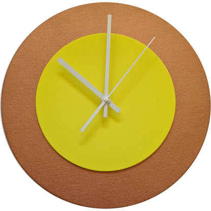 Pop Art Wanduhr Bronze  Hellgelb mit weißen Zeigern 30 cm rund