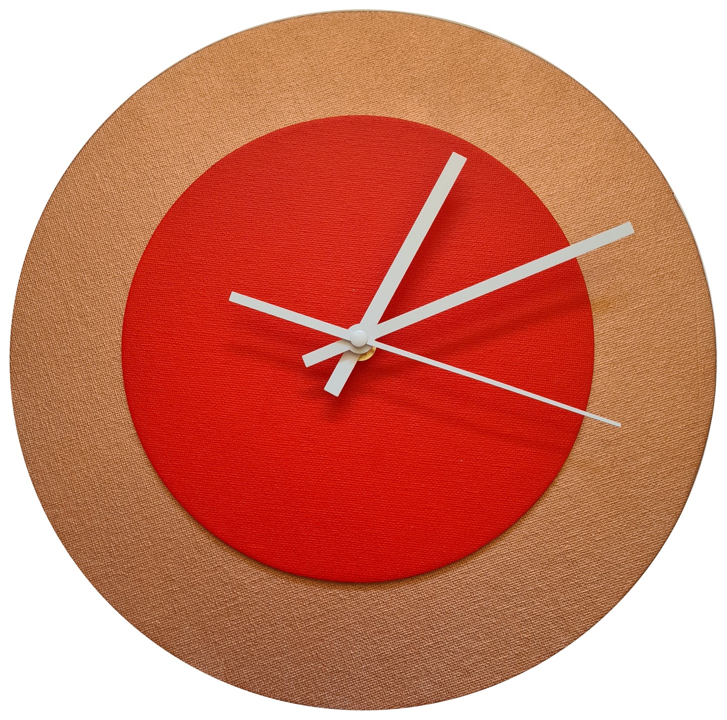 Pop Art Wanduhr Bronze  Hellrot mit weißen Zeigern 30 cm rund