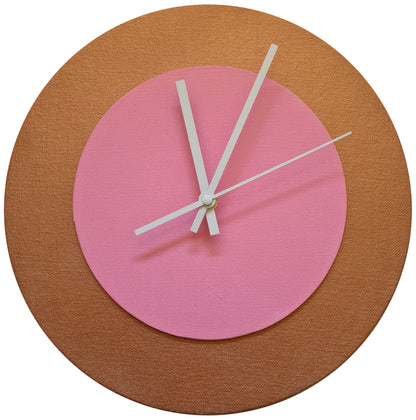Pop Art Wanduhr Bronze  Rosafarben mit weißen Zeigern 30 cm rund