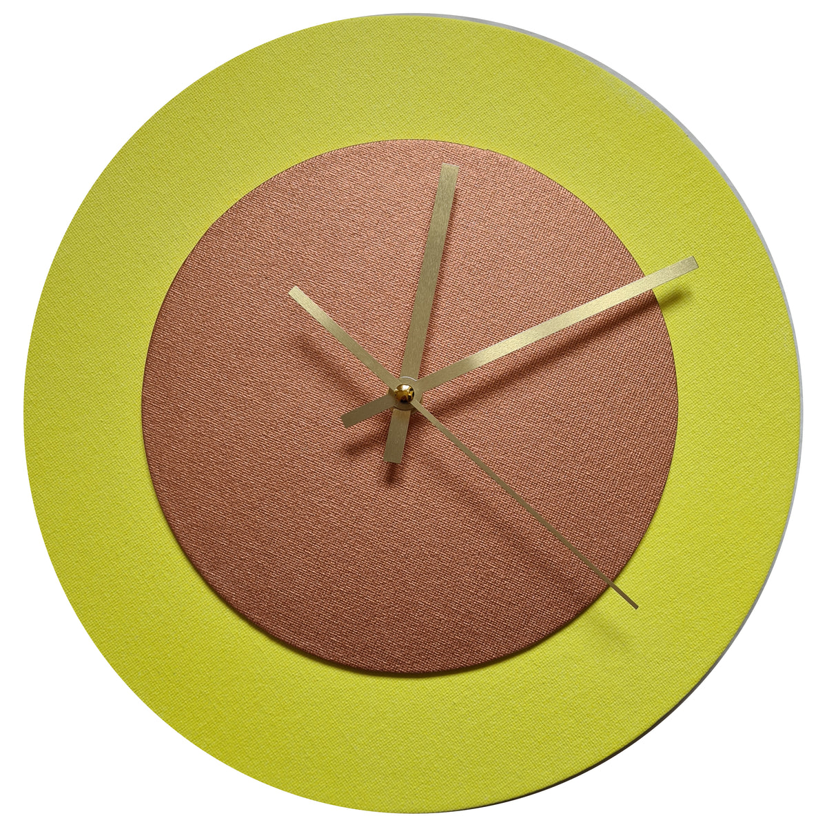 Pop Art Wanduhr Hellgelb  Hellgelbfarben mit goldenen Zeigern 30 cm rund