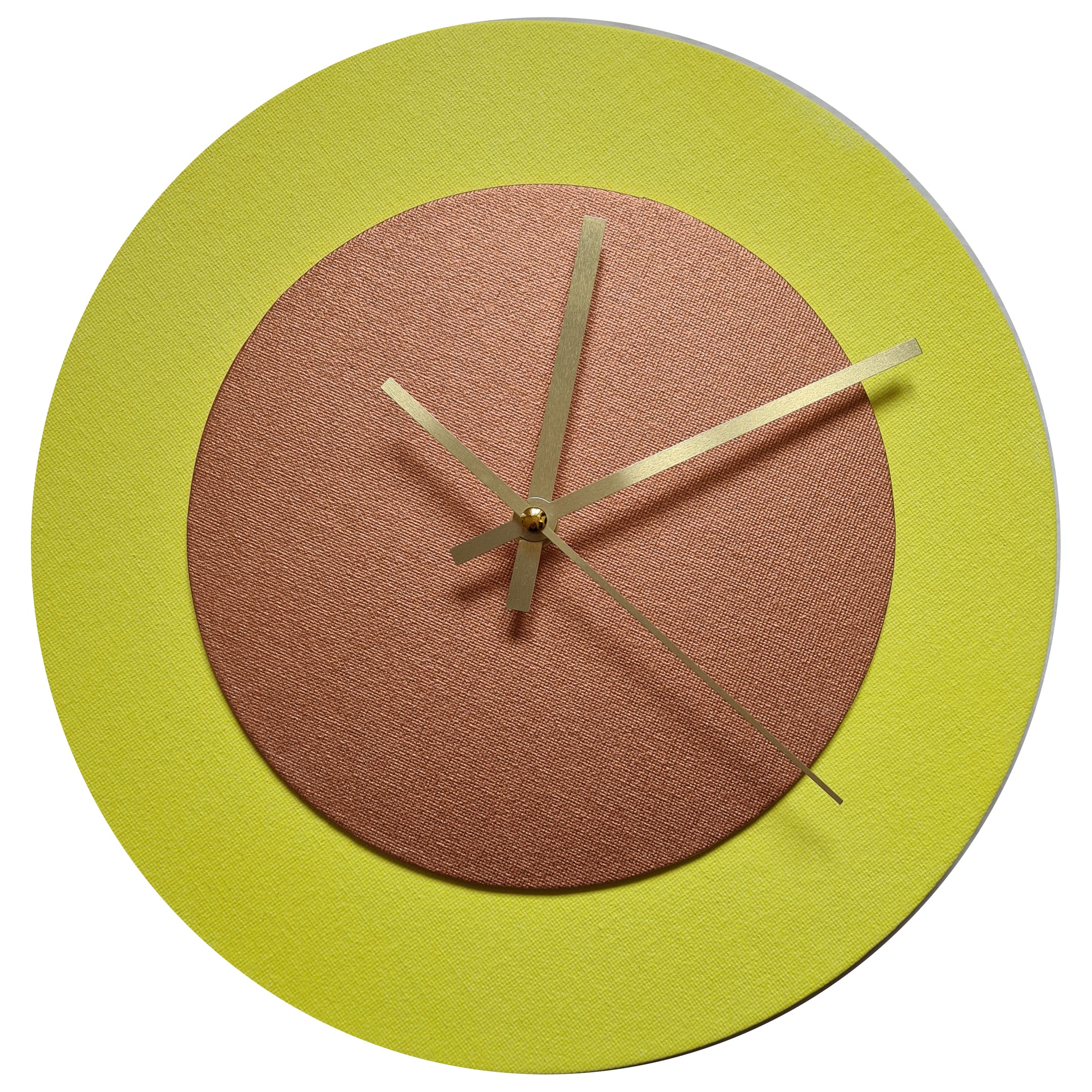 Pop Art Wanduhr Hellgelb  Hellgelbfarben mit goldenen Zeigern 30 cm rund