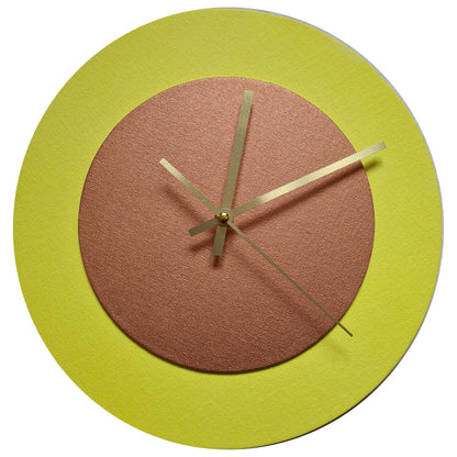 Pop Art Wanduhr Hellgelb  Hellgelbfarben mit goldenen Zeigern 30 cm rund