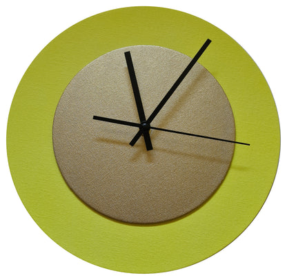 Pop Art Wanduhr Hellgelb Goldfarben  mit schwarzen Zeigern 30 cm rund