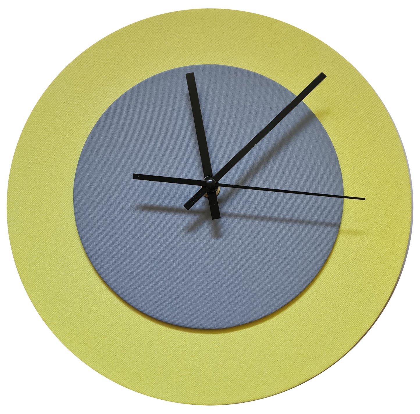 Pop Art Wanduhr Hellgelb Hellblau  mit schwarzen Zeigern 30 cm rund