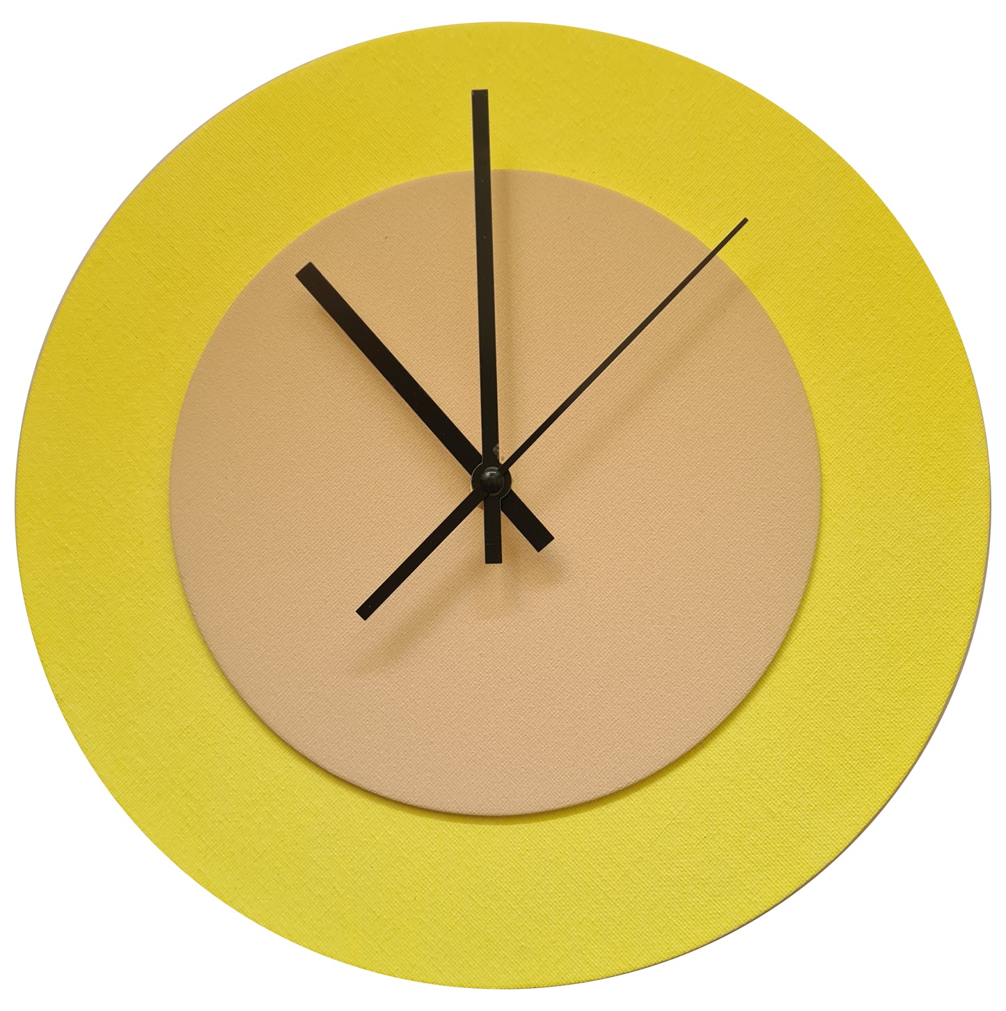 Pop Art Wanduhr Hellgelb  Cremefarben mit schwarzen Zeigern 30 cm rund