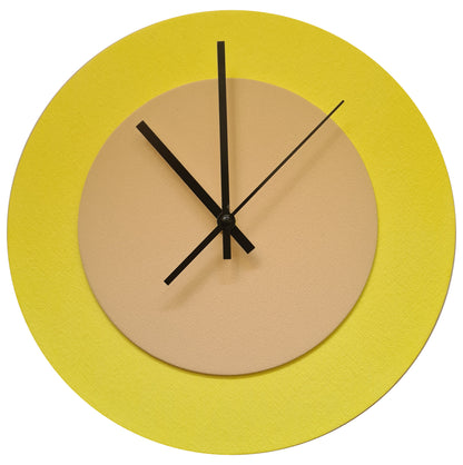 Pop Art Wanduhr Hellgelb  Cremefarben mit schwarzen Zeigern 30 cm rund