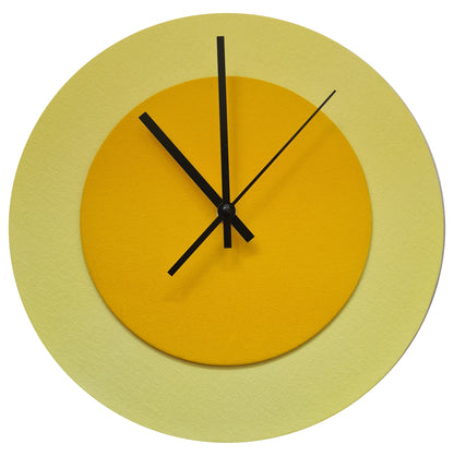 Pop Art Wanduhr Hellgelb  Sonnengelb mit schwarzen Zeigern 30 cm rund