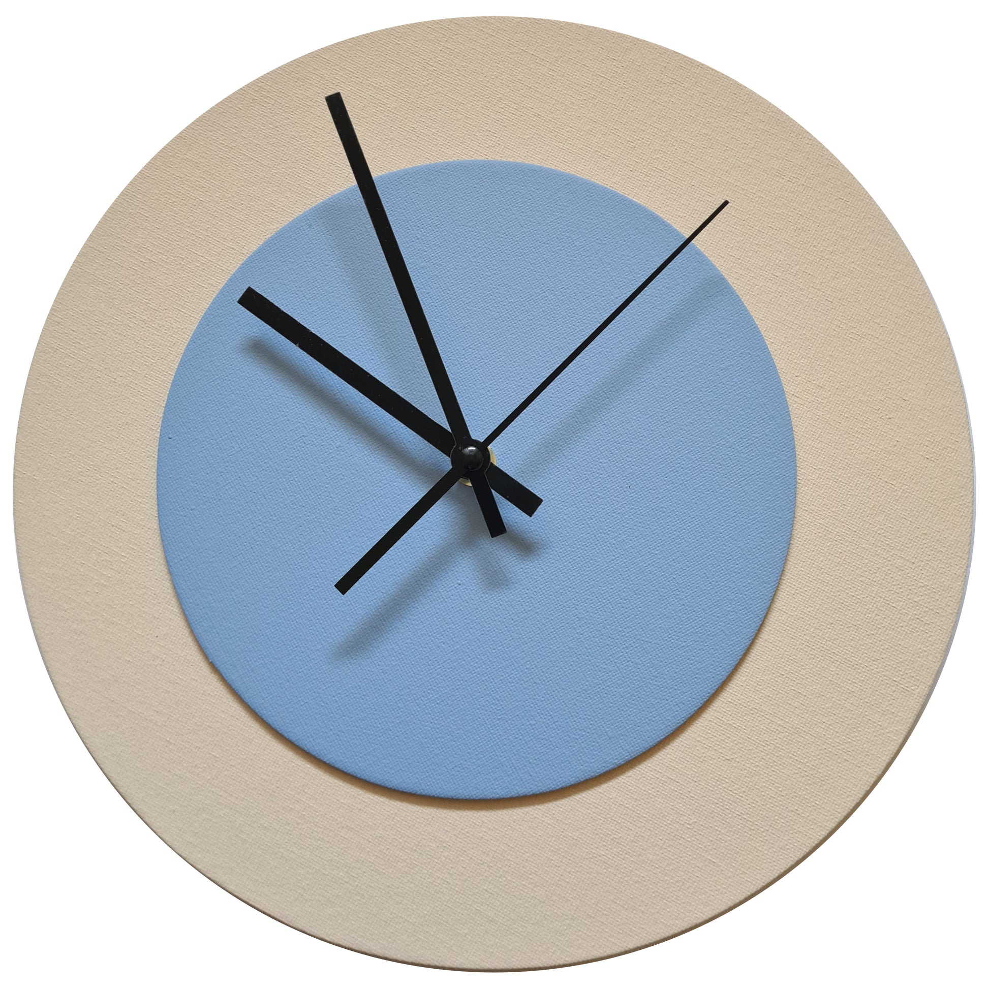 Pop Art Wanduhr Creme Hellblau mit schwarzen Zeigern 30 cm rund