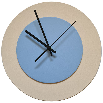 Pop Art Wanduhr Creme Hellblau mit schwarzen Zeigern 30 cm rund