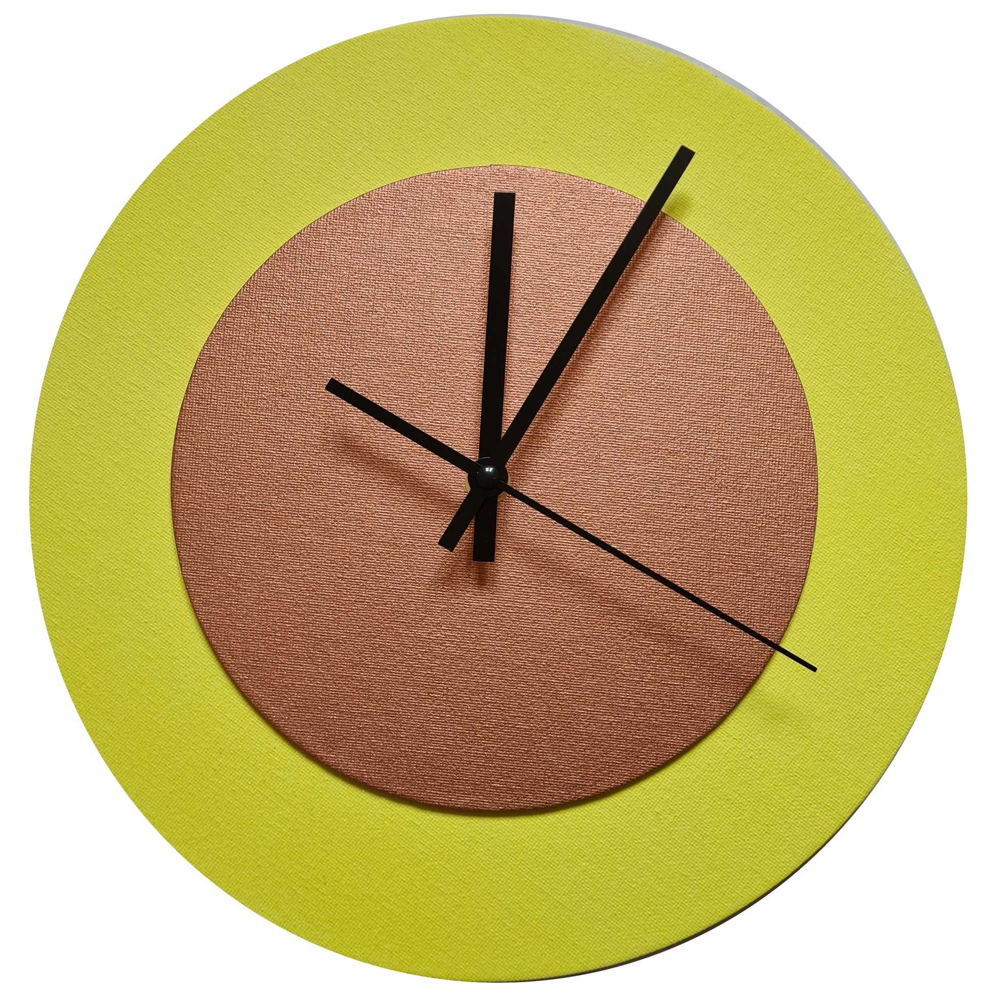 Pop Art Wanduhr Hellgelb  Hellgelbfarben mit  schwarzen Zeigern 30 cm rund