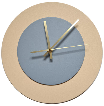 Pop Art Wanduhr Creme Grau mit goldenen Zeigern 30 cm rund