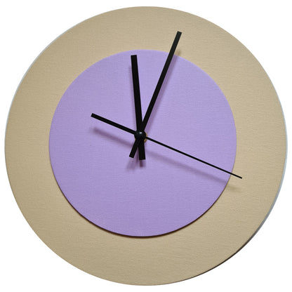 Pop Art Wanduhr Creme Fliederfarben mit schwarzen Zeigern 30 cm rund