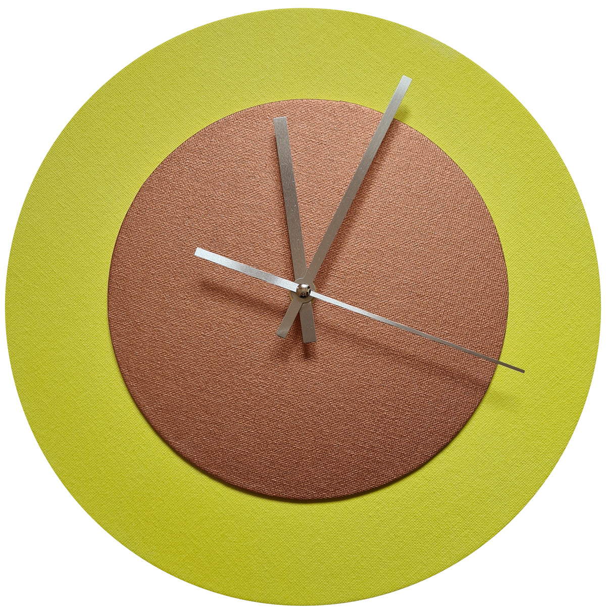 Pop Art Wanduhr Hellgelb  Hellgelbfarben mit  silbernen Zeigern 30 cm rund