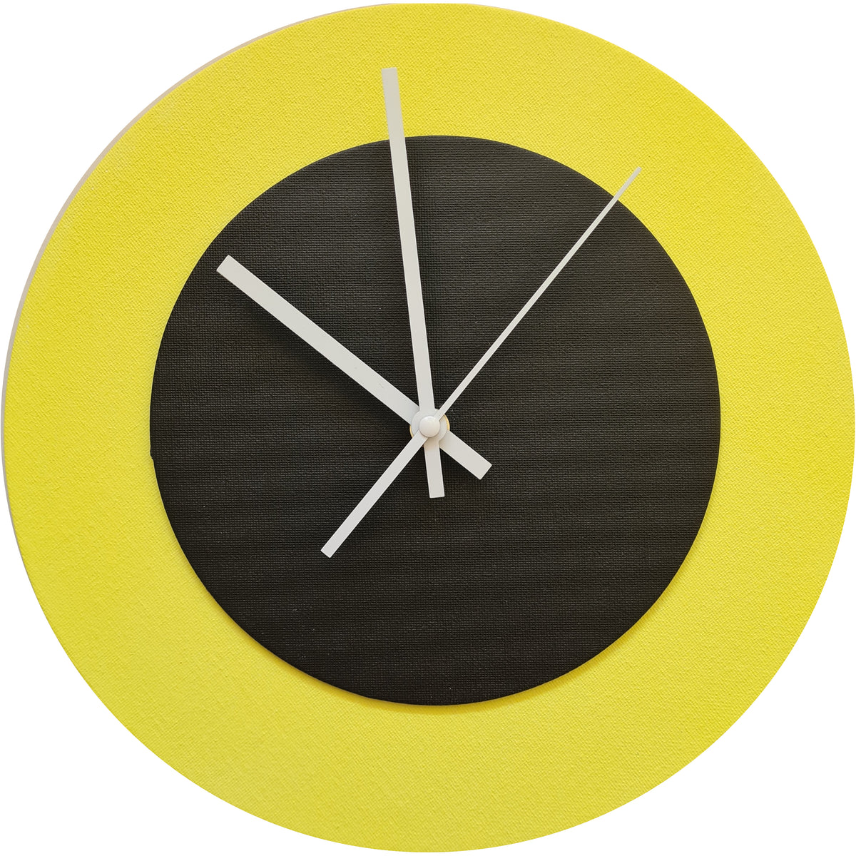 Pop Art Wanduhr Hellgelb  Schwarz mit weißen Zeigern 30 cm rund
