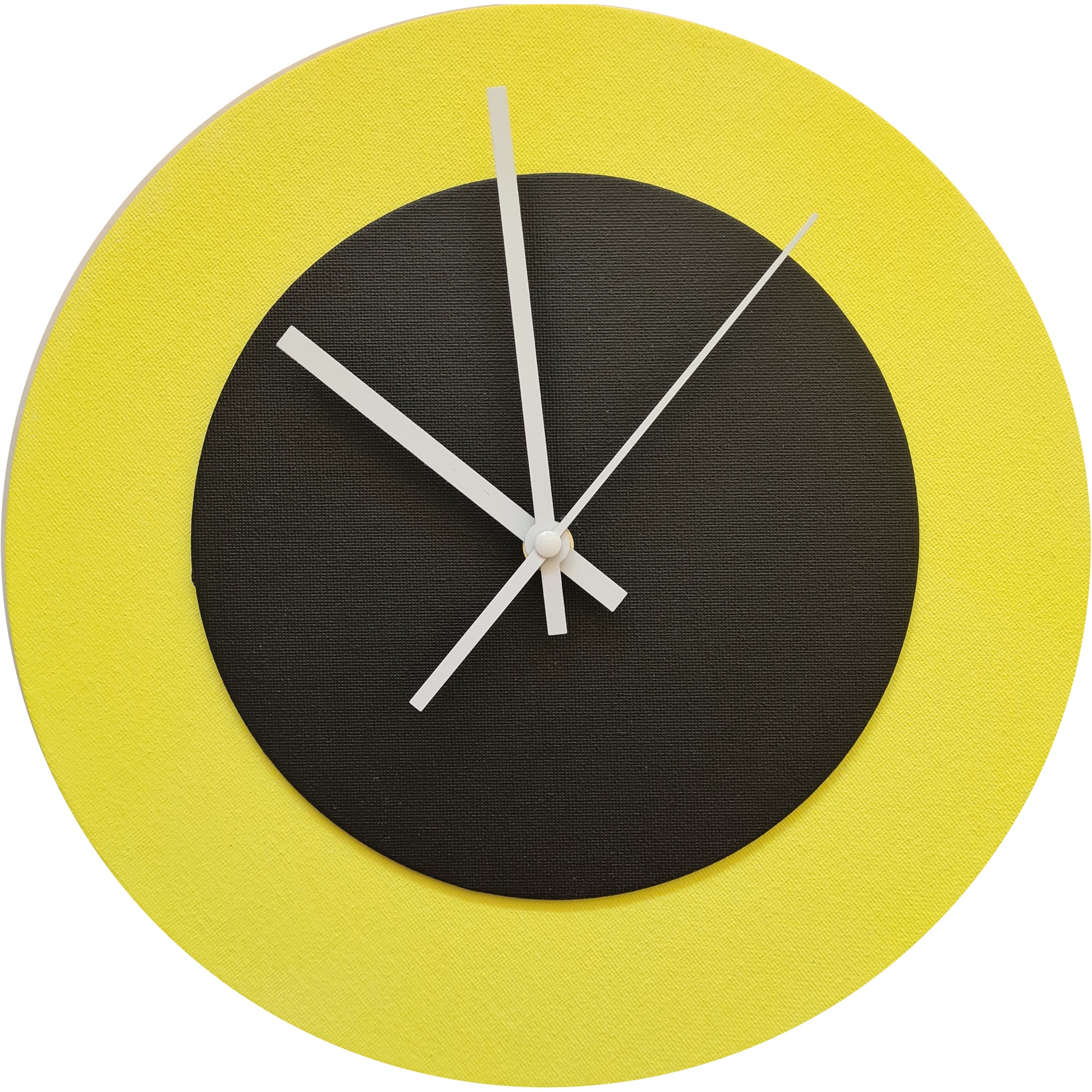 Pop Art Wanduhr Hellgelb  Schwarz mit weißen Zeigern 30 cm rund
