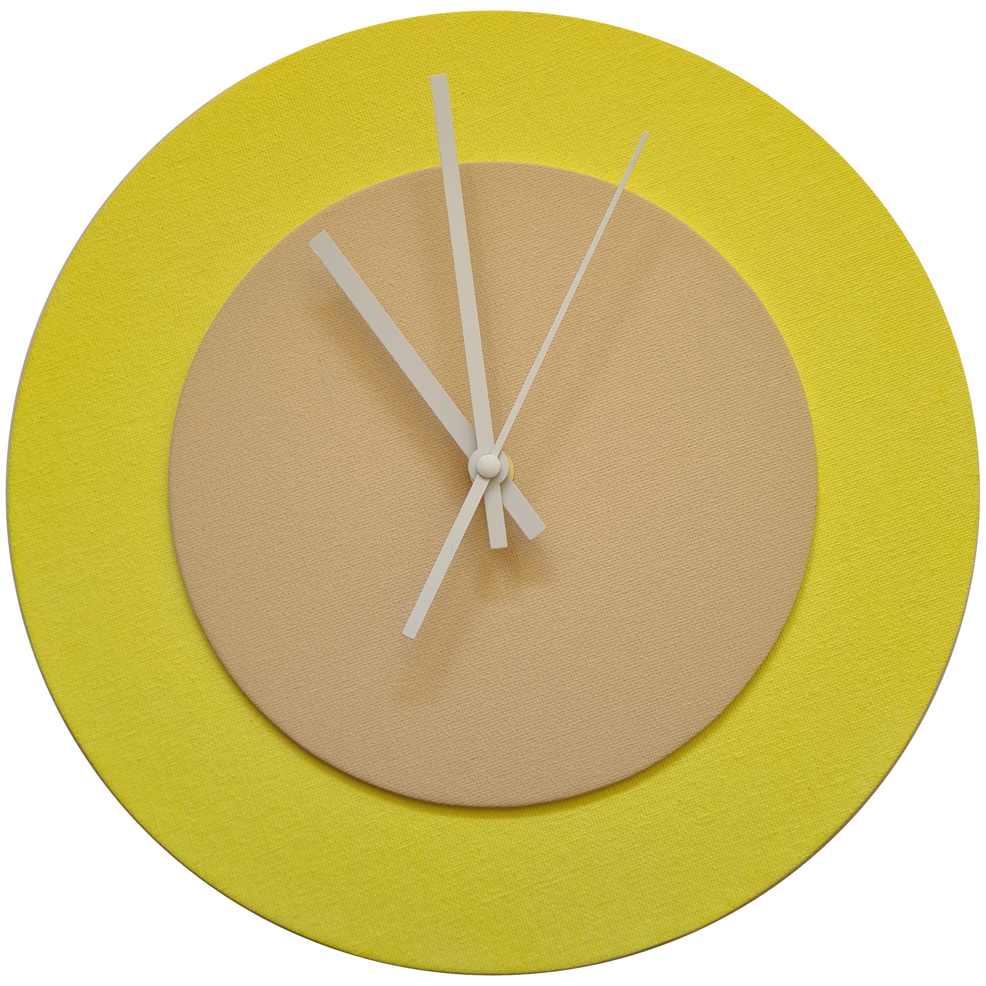 Pop Art Wanduhr Hellgelb  Cremefarben mit weißen Zeigern 30 cm rund