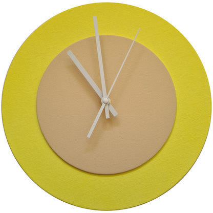 Pop Art Wanduhr Hellgelb  Cremefarben mit weißen Zeigern 30 cm rund