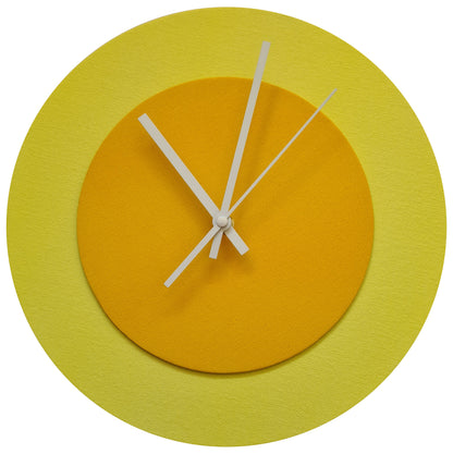 Pop Art Wanduhr Hellgelb  Sonnengelb mit weißen Zeigern 30 cm rund