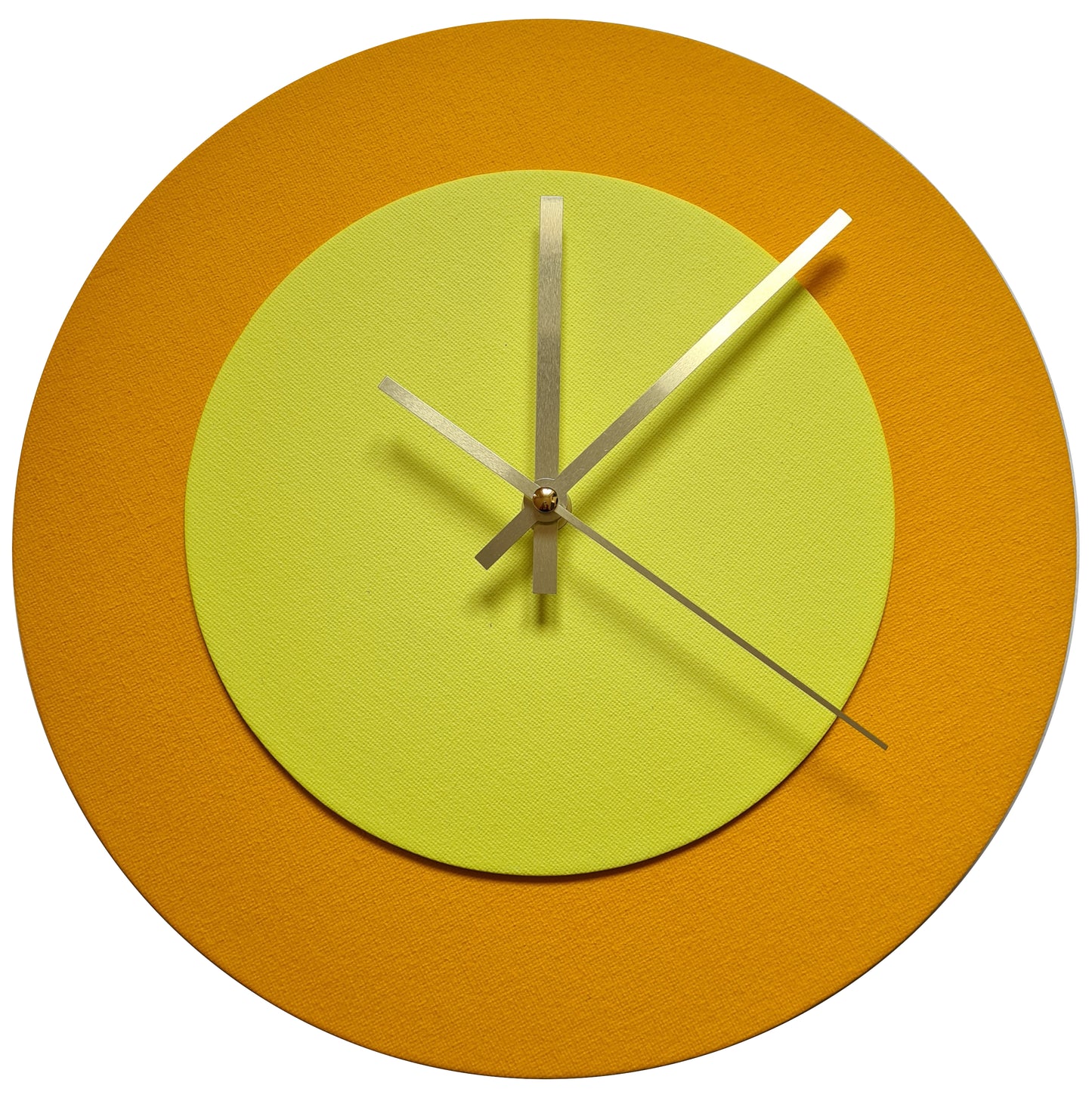 Pop Art Wanduhr Sonnengelb  Sonnengelb mit goldenen Zeigern 30 cm rund