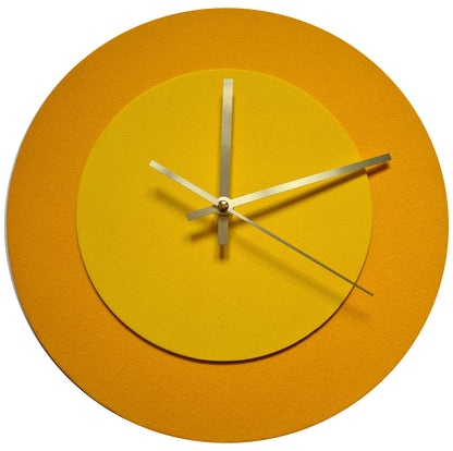 Pop Art Wanduhr Sonnengelb  Hellgelb mit goldenen Zeigern 30 cm rund
