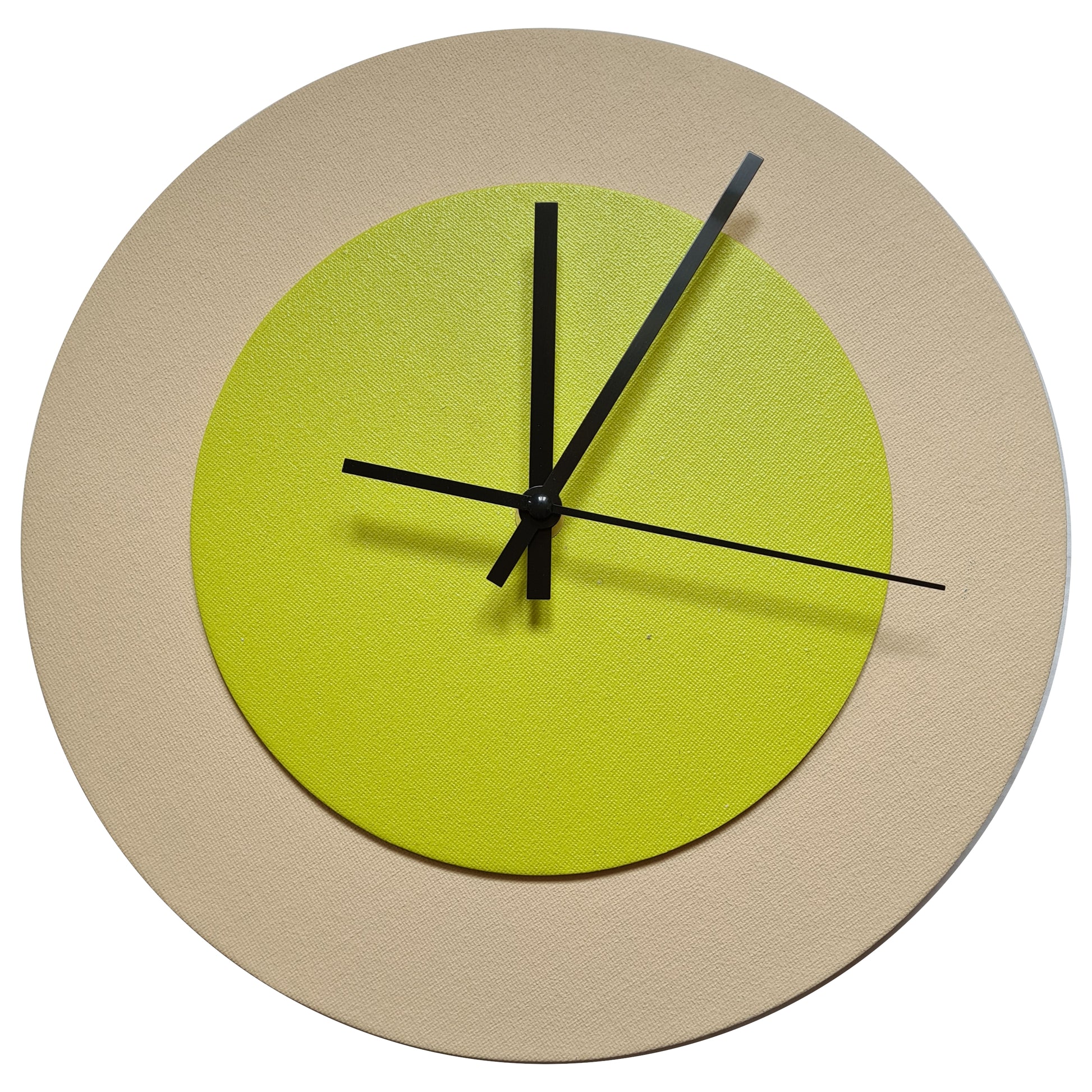 Pop Art Wanduhr Creme Farngrün mit schwarzen Zeigern 30 cm rund