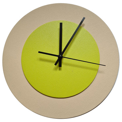 Pop Art Wanduhr Creme Farngrün mit schwarzen Zeigern 30 cm rund