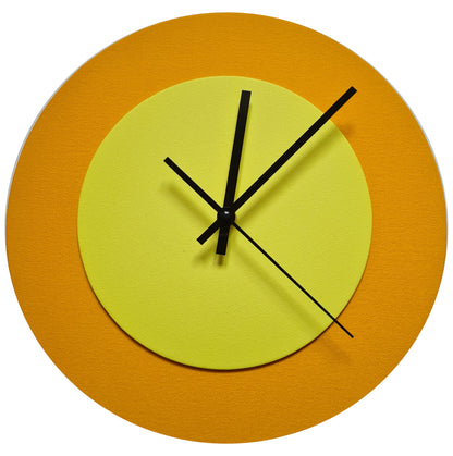 Pop Art Wanduhr Sonnengelb  Hellgelb mit schwarzen Zeigern 30 cm rund
