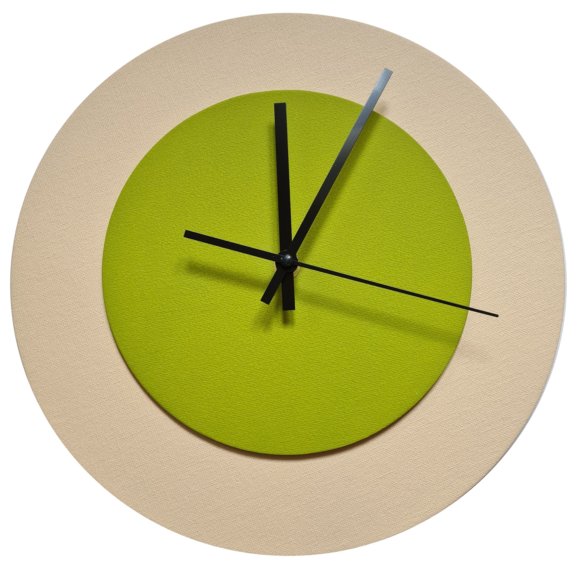 Pop Art Wanduhr Creme Olivgrün mit schwarzen Zeigern 30 cm rund