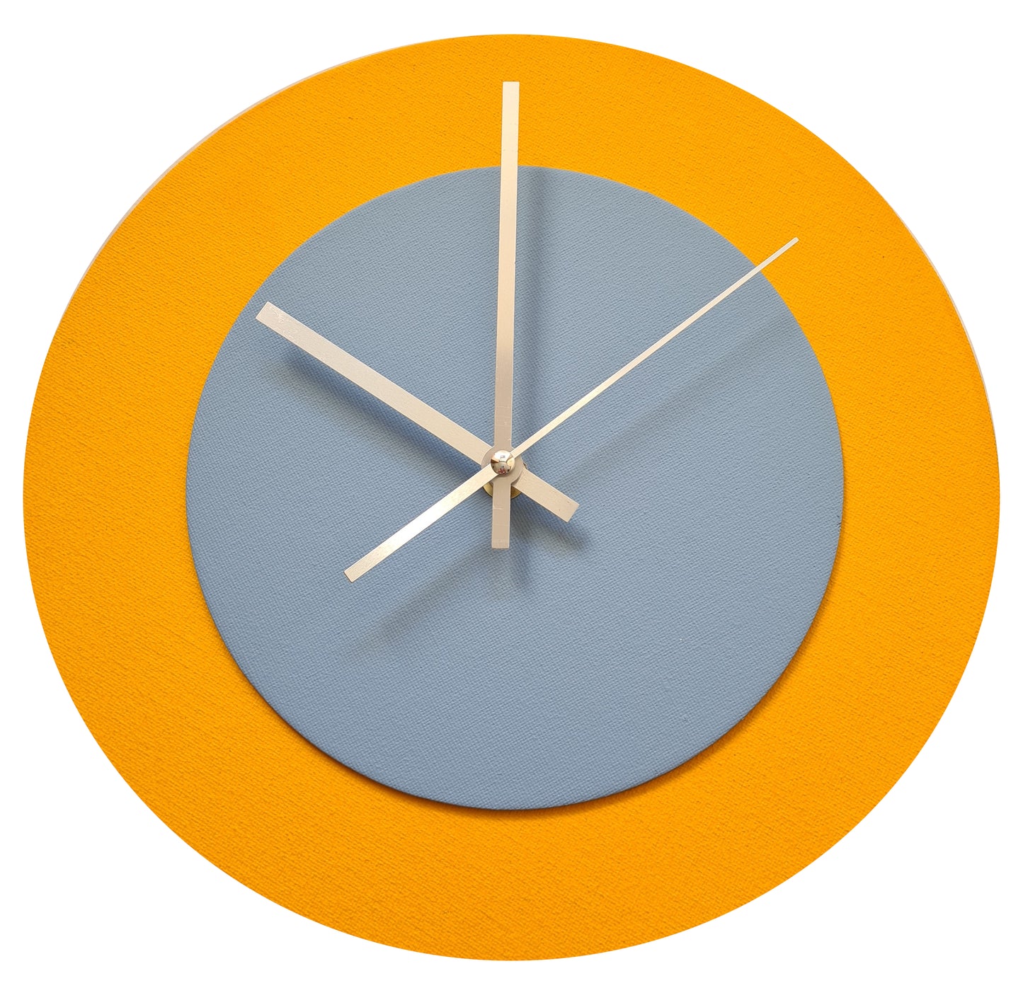 Pop Art Wanduhr Sonnengelb  Grau mit silbernen Zeigern 30 cm rund