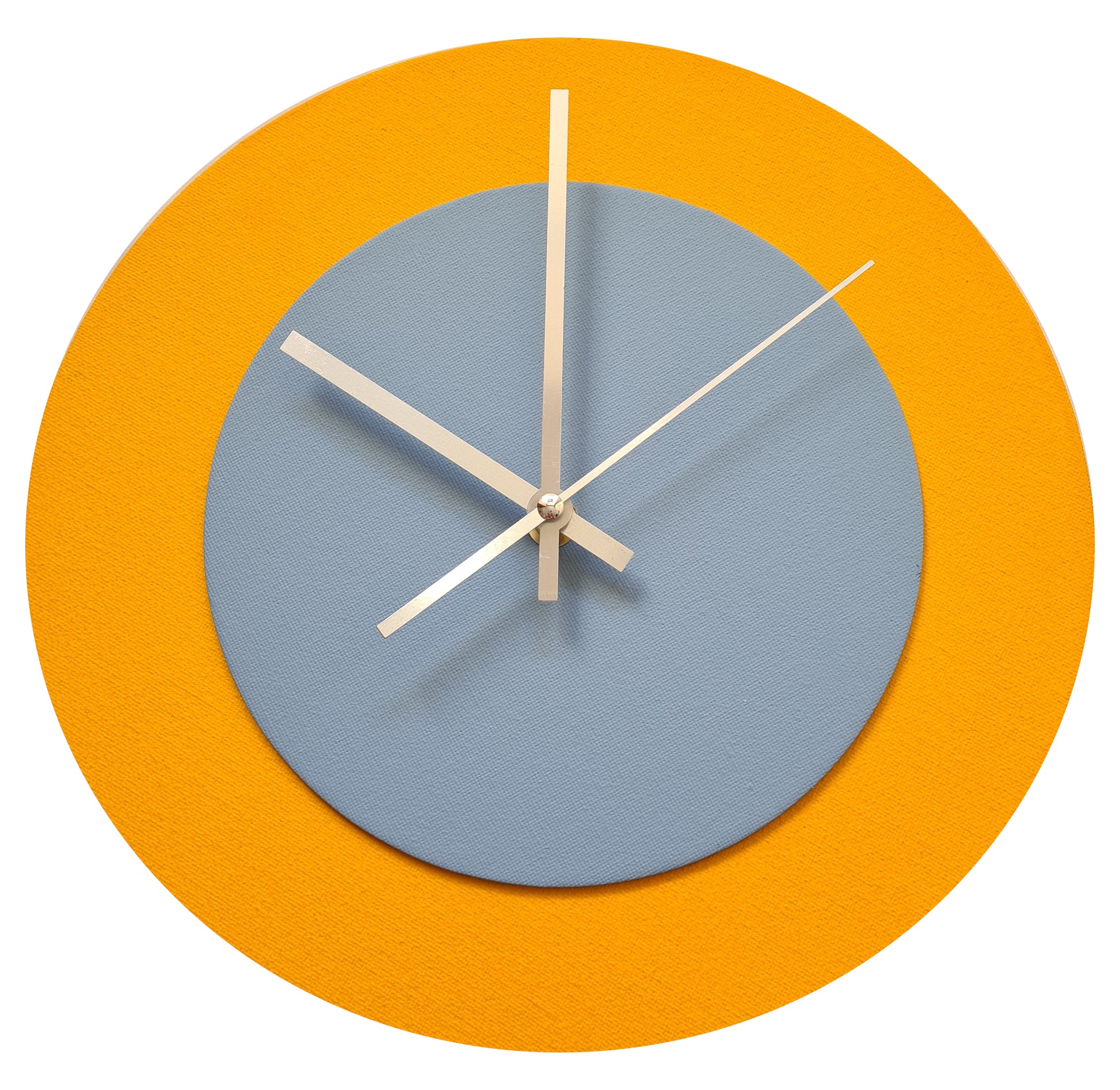 Pop Art Wanduhr Sonnengelb  Grau mit silbernen Zeigern 30 cm rund