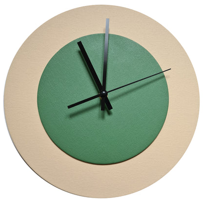 Pop Art Wanduhr Creme Laubgrün mit schwarzen Zeigern 30 cm rund