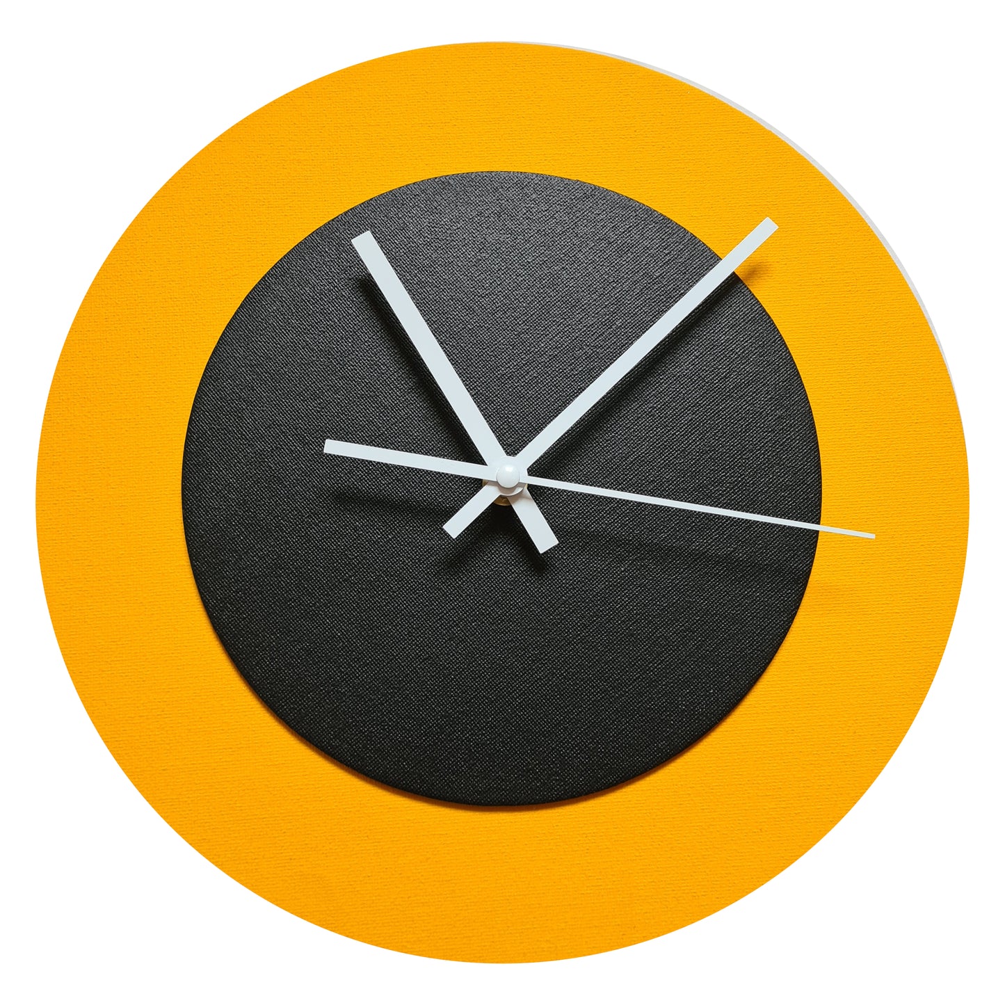 Pop Art Wanduhr Sonnengelb  Schwarz mit weißen Zeigern 30 cm rund
