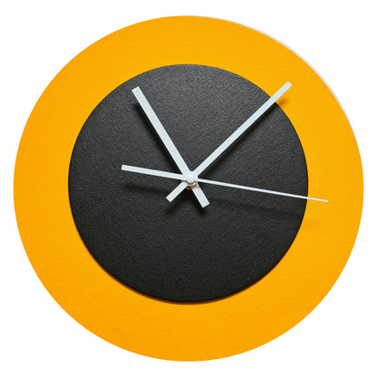 Pop Art Wanduhr Sonnengelb  Schwarz mit weißen Zeigern 30 cm rund
