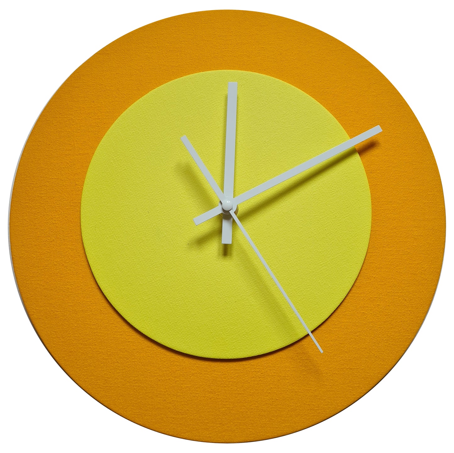 Pop Art Wanduhr Sonnengelb  Hellgelb mit weißen Zeigern 30 cm rund
