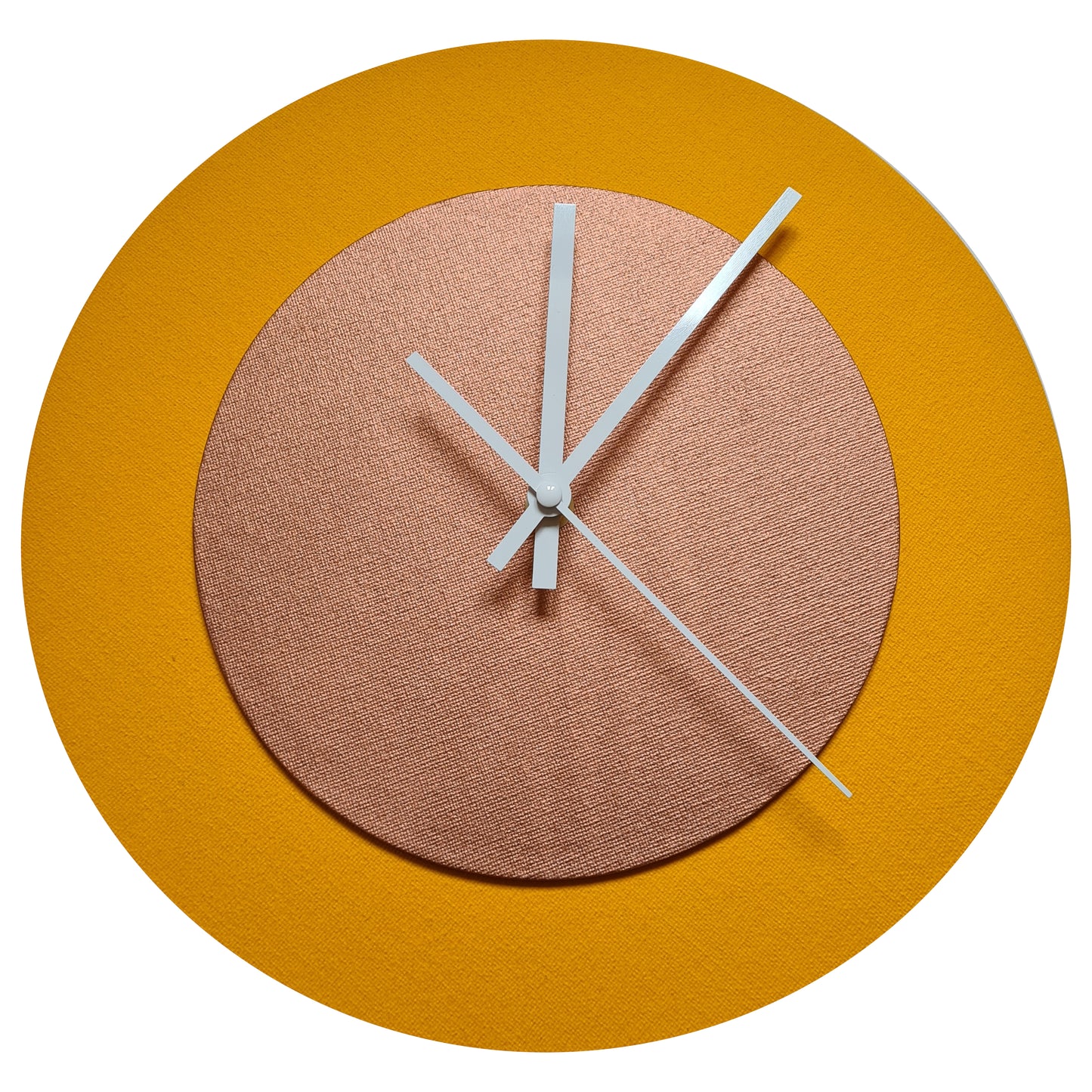 Pop Art Wanduhr Sonnengelb  Bronzefarben mit  weißen Zeigern 30 cm rund

