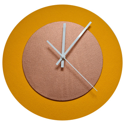Pop Art Wanduhr Sonnengelb  Bronzefarben mit  weißen Zeigern 30 cm rund
