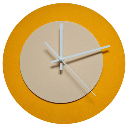 Pop Art Wanduhr Sonnengelb  Cremefarben mit weißen Zeigern 30 cm rund
