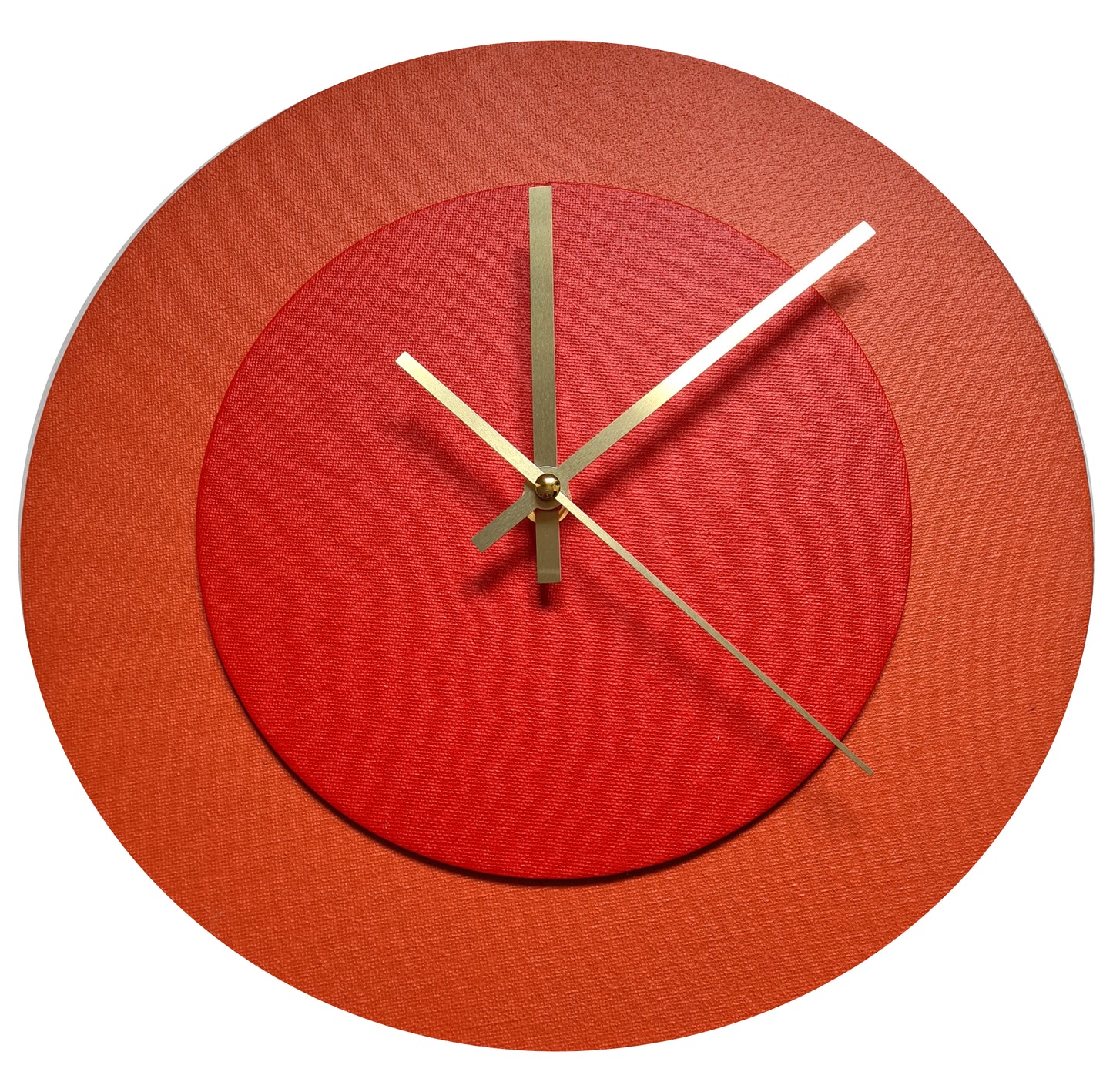 Pop Art Wanduhr Orange  Hellrot mit goldenen Zeigern 30 cm rund
