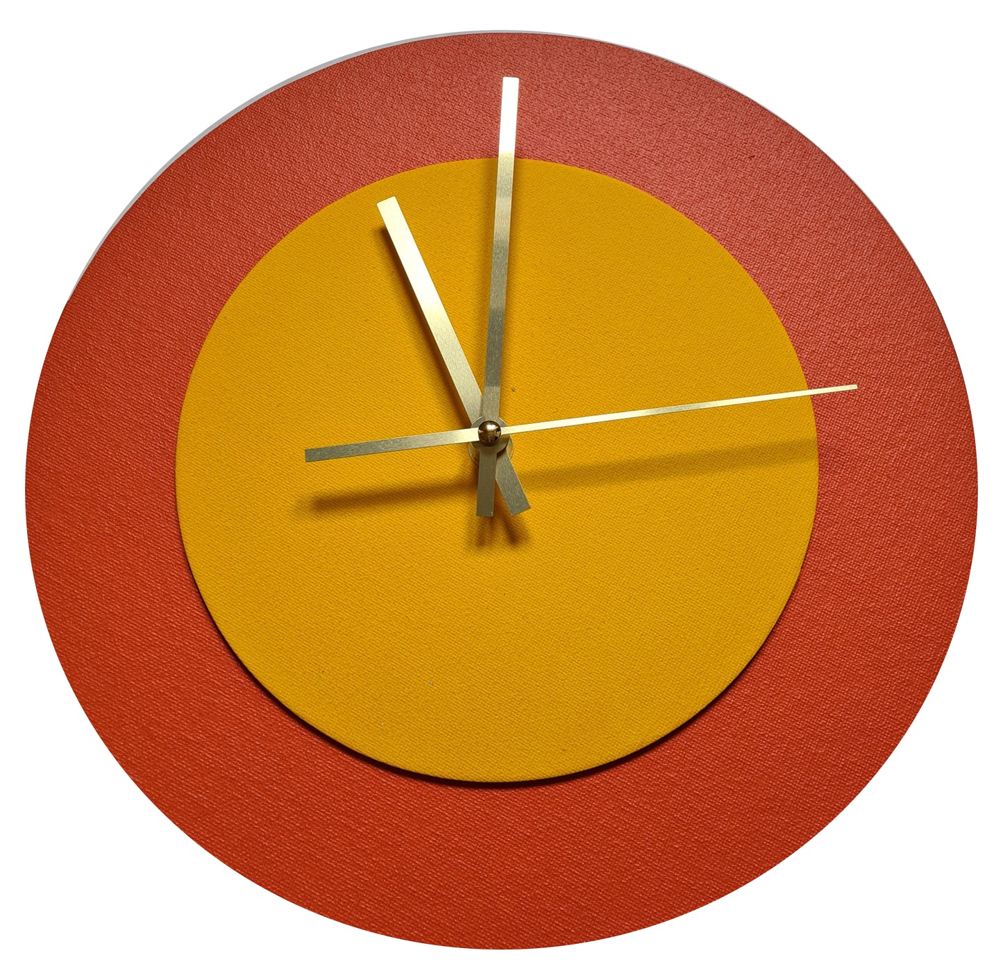 Pop Art Wanduhr Orange  Orange mit goldenen Zeigern 30 cm rund
