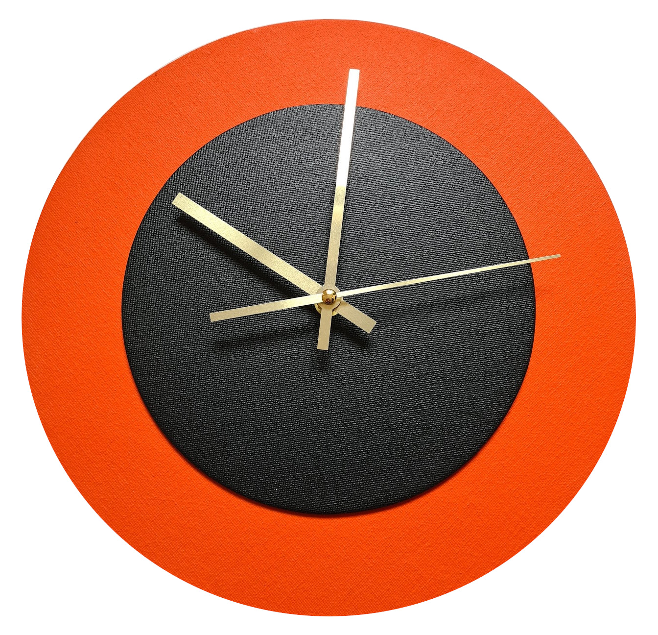 Pop Art Wanduhr Orange  Schwarz mit goldenen Zeigern 30 cm rund
