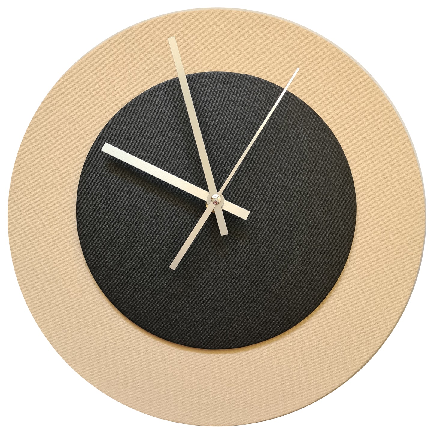 Pop Art Wanduhr Creme Schwarz mit silbernen Zeigern 30 cm rund