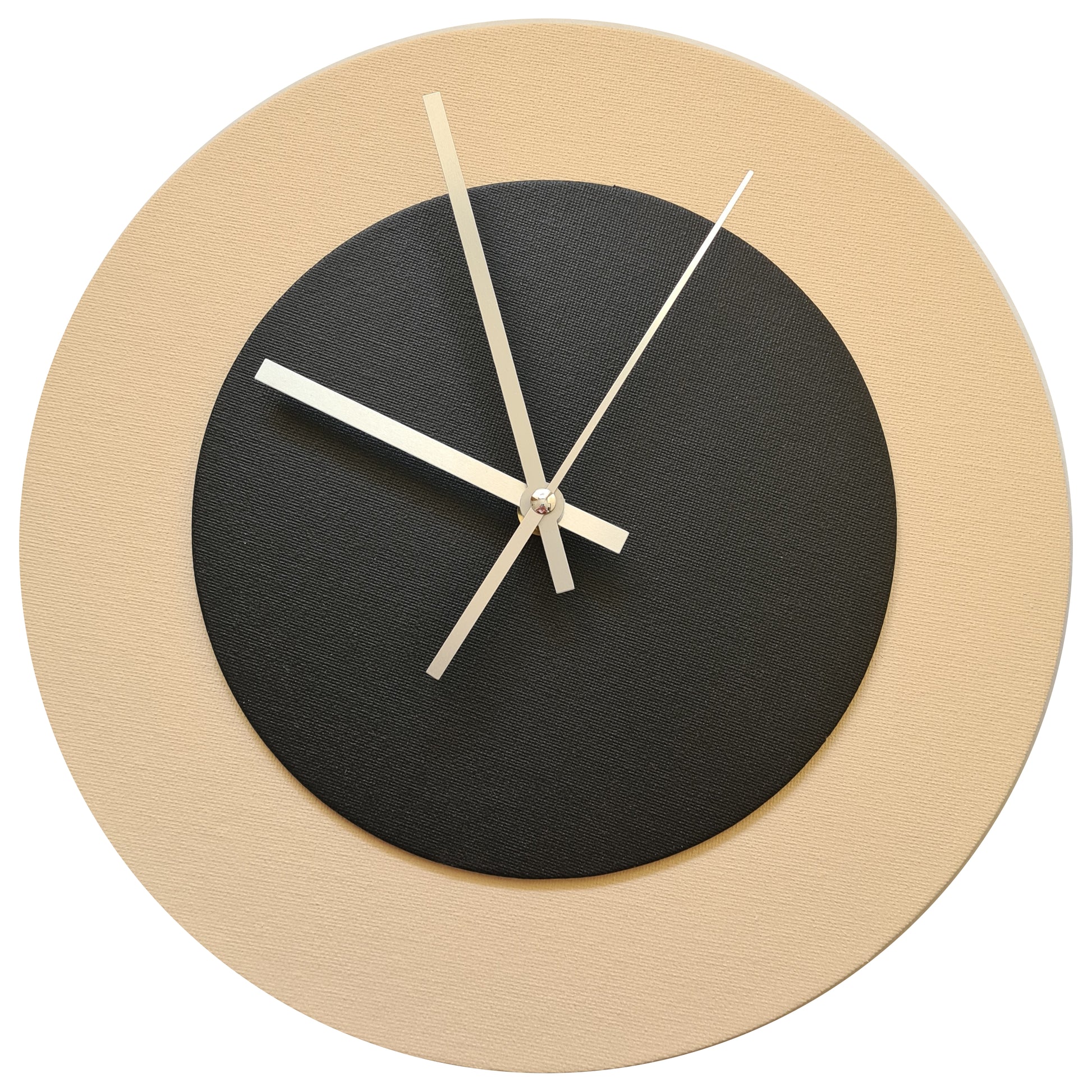 Pop Art Wanduhr Creme Schwarz mit silbernen Zeigern 30 cm rund
