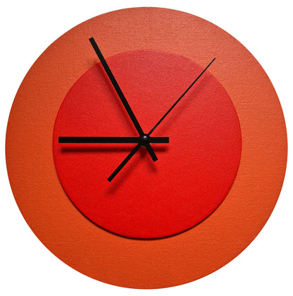 Pop Art Wanduhr Orange  Hellrot mit schwarzen Zeigern 30 cm rund
