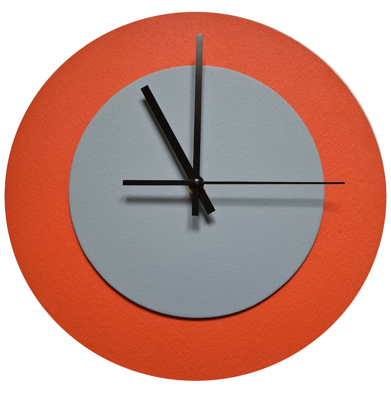 Pop Art Wanduhr Orange  Grau mit schwarzen Zeigern 30 cm rund
