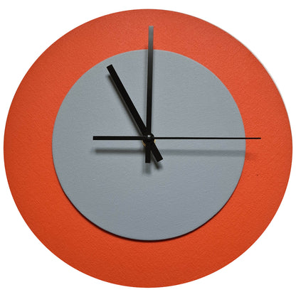 Pop Art Wanduhr Orange  Grau mit schwarzen Zeigern 30 cm rund
