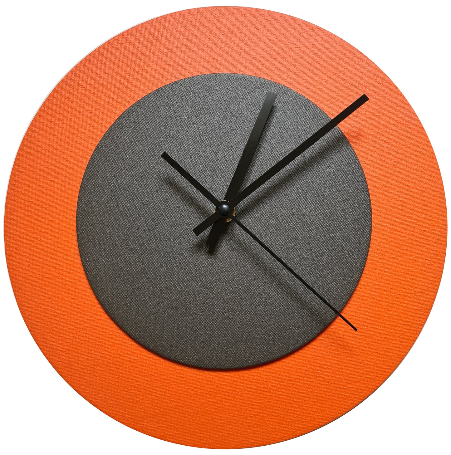 Pop Art Wanduhr Orange  Dunkelbraun mit schwarzen Zeigern 30 cm rund
