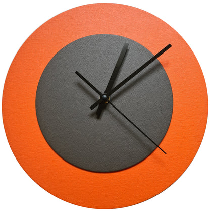 Pop Art Wanduhr Orange  Dunkelbraun mit schwarzen Zeigern 30 cm rund
