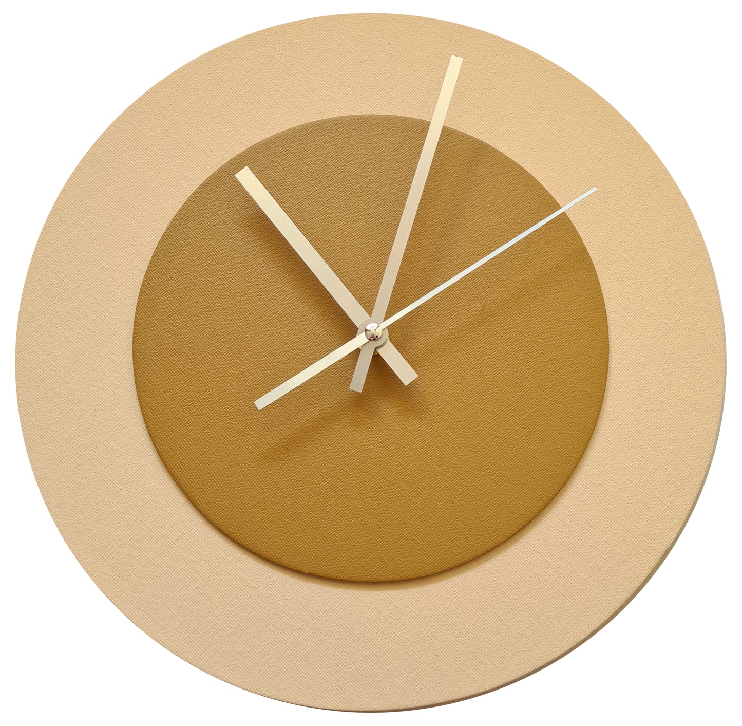 Pop Art Wanduhr Creme Hellbraun mit silbernen Zeigern 30 cm rund