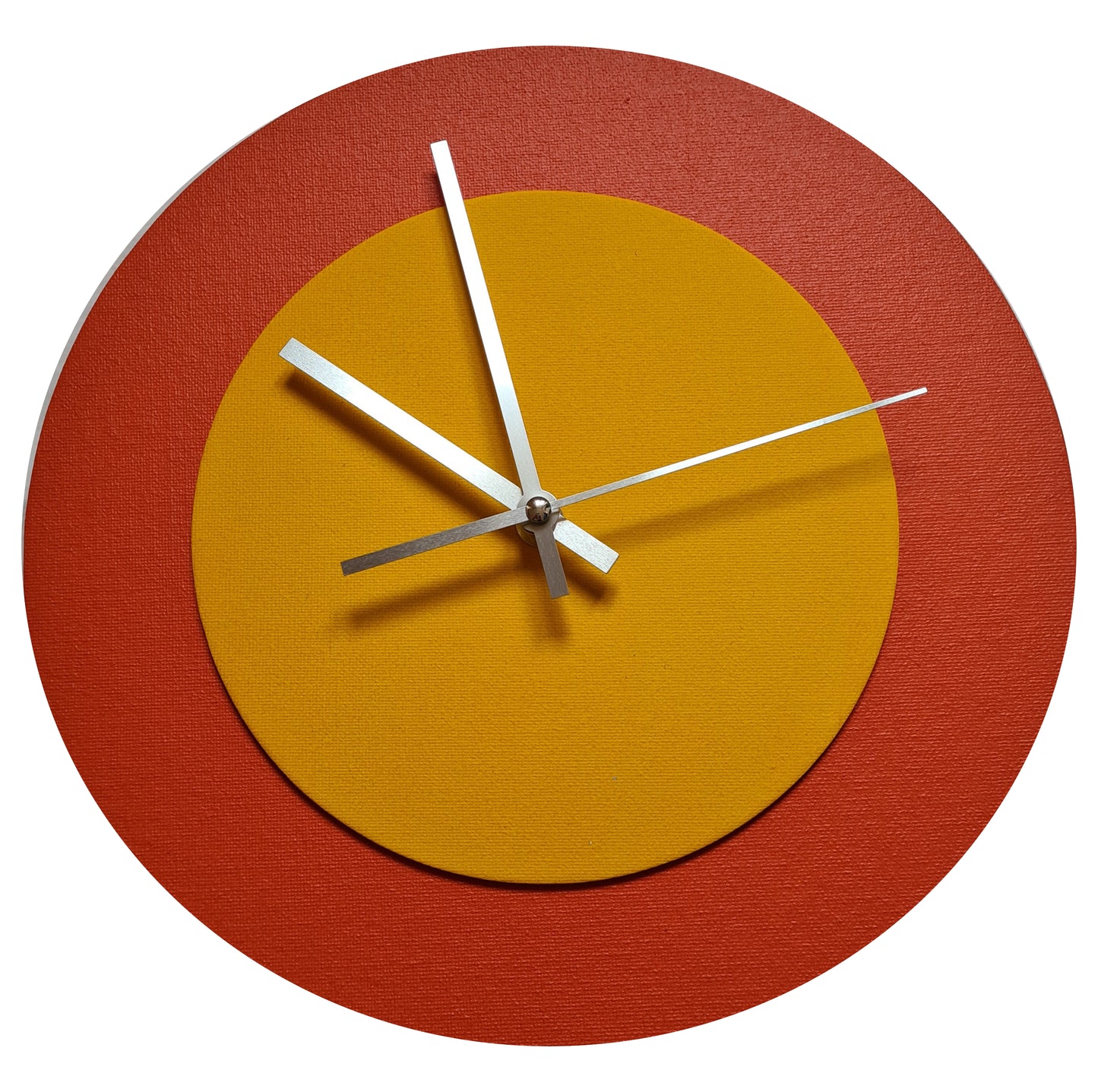 Pop Art Wanduhr Orange  Orange mit silbernen Zeigern 30 cm rund
