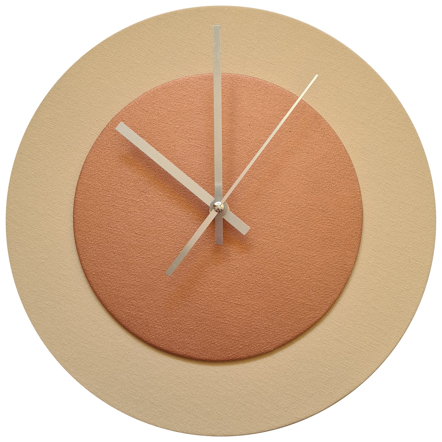 Pop Art Wanduhr Creme Bronzefarben mit silbernen Zeigern 30 cm rund